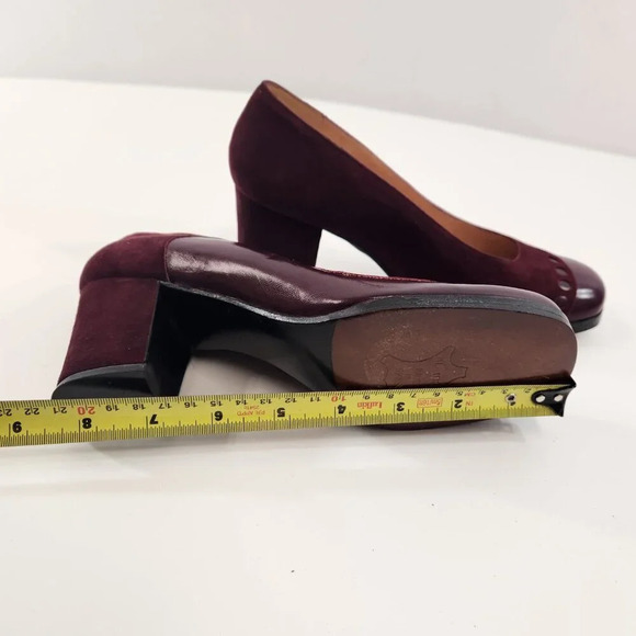 Vintage Leather Closed Toe Pumps Spain  Size 5 Wine Red - Picture 13 of 13